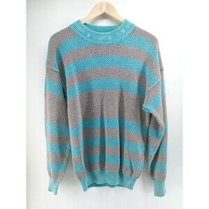Vintage 90's Y2K Arizona‎ Jean Co Teens Ramie Blend Sweater Striped Size L Blue